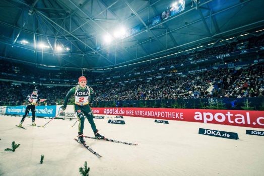 Unter tosendem Jubel werden die Biathleten in der Arena auf Schalke jedes Jahr begrüßt. © Biathlon auf Schalke